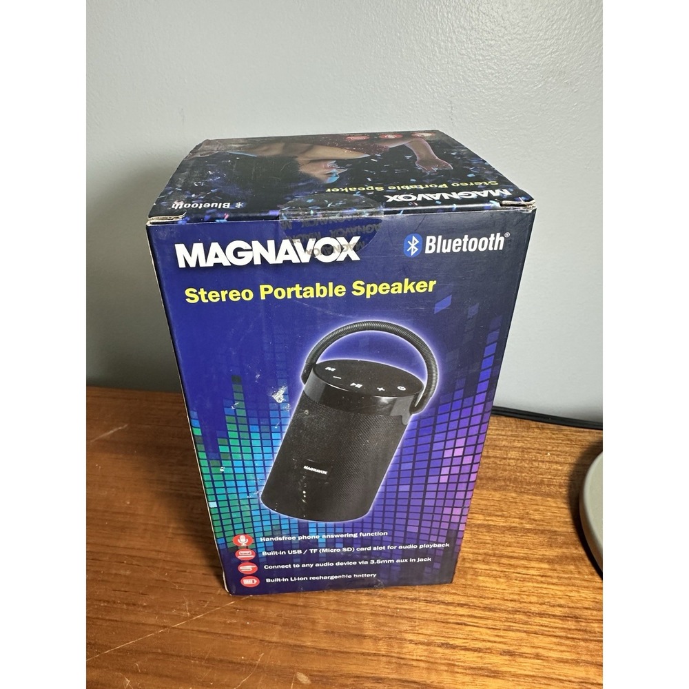 Magnavox bluetooth wireless stereo portable speaker MMA3763-BK Sealed